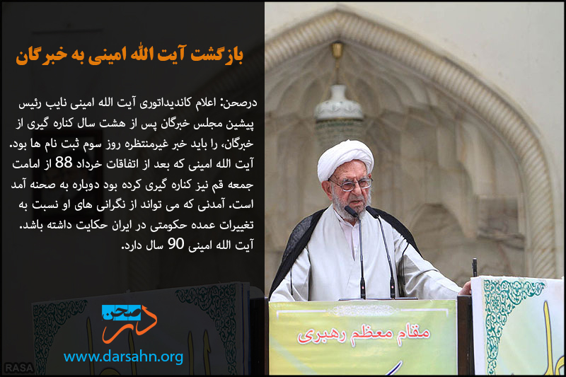 بازگشت آیت الله امینی به خبرگان