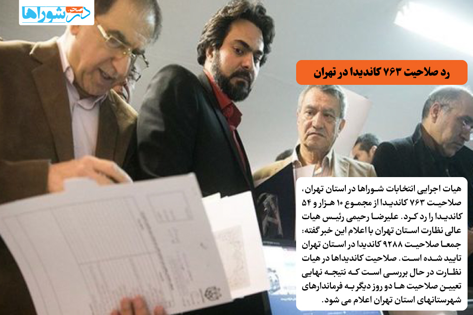 رد صلاحیت ۷۶۳ کاندیدا در تهران