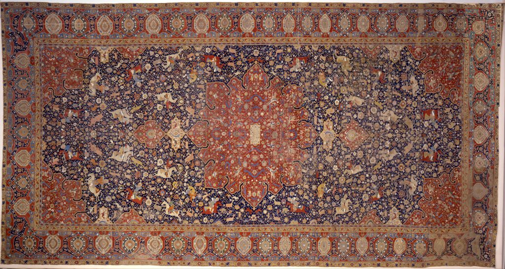 A woven carpet from the Tabriz region of Iran